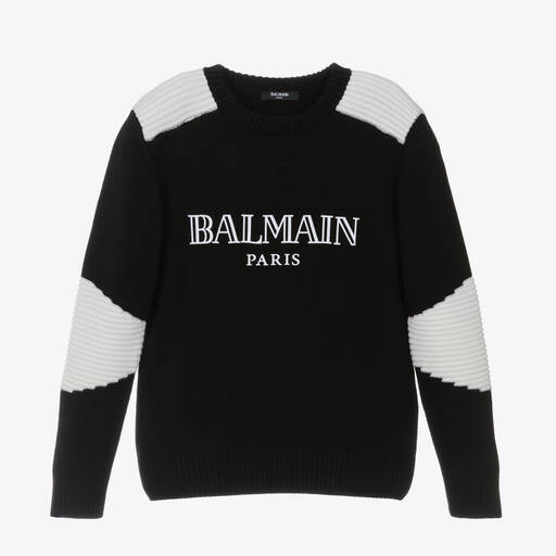 Balmain-Boys Black Wool Sweater | Childrensalon