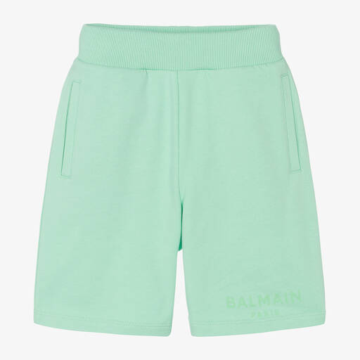 Balmain-Boys Green Cotton Shorts | Childrensalon