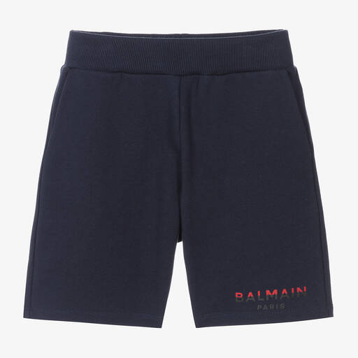 Balmain-Boys Navy Blue Cotton Jersey Shorts | Childrensalon