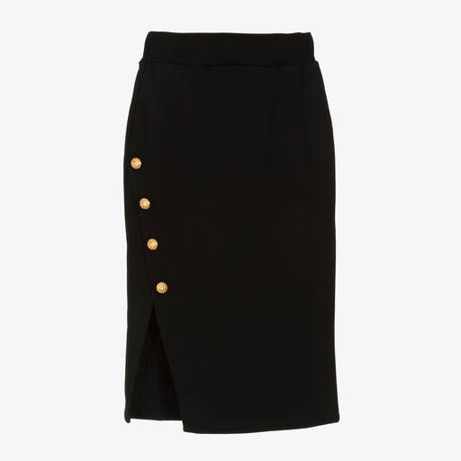 Balmain-Girls Black Cotton Jersey Skirt | Childrensalon
