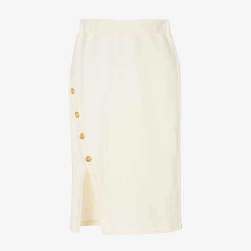 Balmain-Girls Ivory Cotton Jersey Skirt | Childrensalon