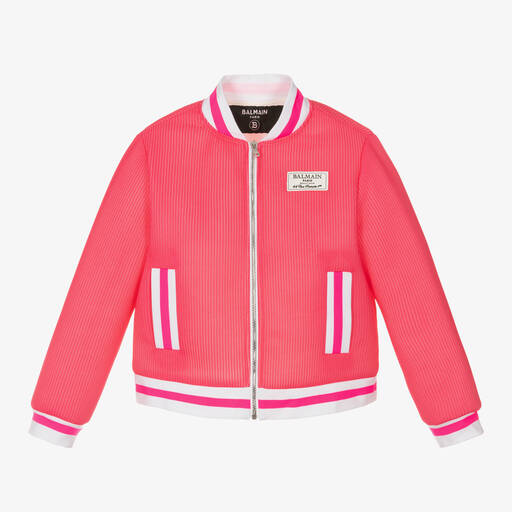 Balmain-Girls Pink Bomber Jacket | Childrensalon