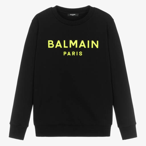 Balmain-Teen Black Cotton Jersey Sweatshirt | Childrensalon
