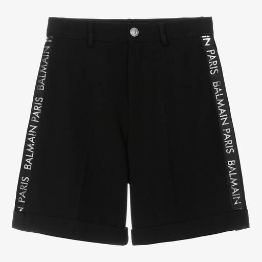 Balmain-Teen Boys Black Milano Jersey Shorts | Childrensalon