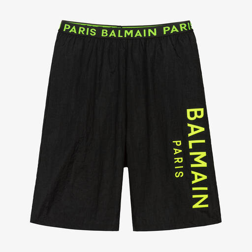 Balmain-Teen Boys Black Swim Shorts | Childrensalon