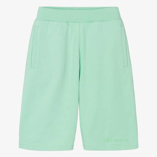 Balmain-Teen Boys Green Cotton Shorts | Childrensalon