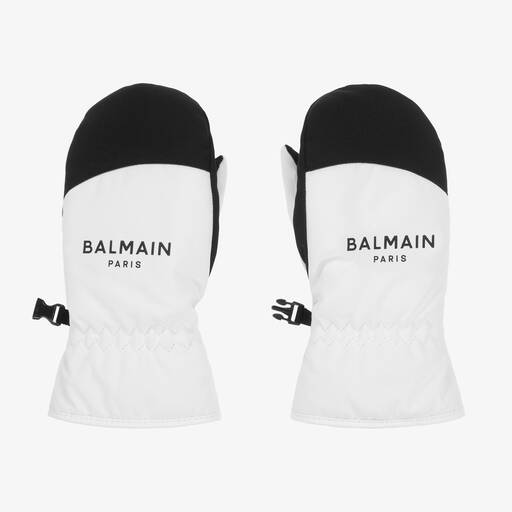 Balmain-Черно-белые флисовые варежки | Childrensalon