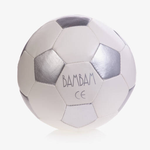 Bam Bam-لعبة كرة قدم جلد لون أبيض و فضّي للأطفال (36 سم)  | Childrensalon