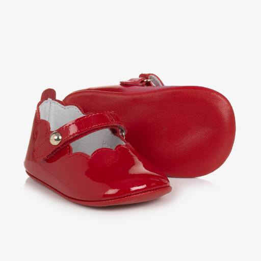 Beatrice & George-Baby Girls Red Leather Pre-Walker Shoes | Childrensalon