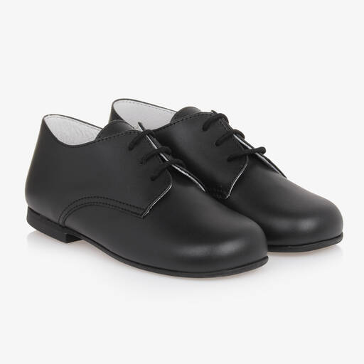 Beatrice & George-Boys Black Lace-Up Leather Shoes | Childrensalon