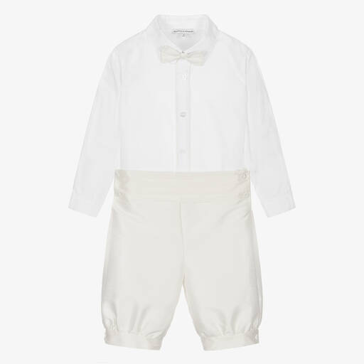Beatrice & George-Кремовые шорты-панталоны с рубашкой для мальчиков | Childrensalon