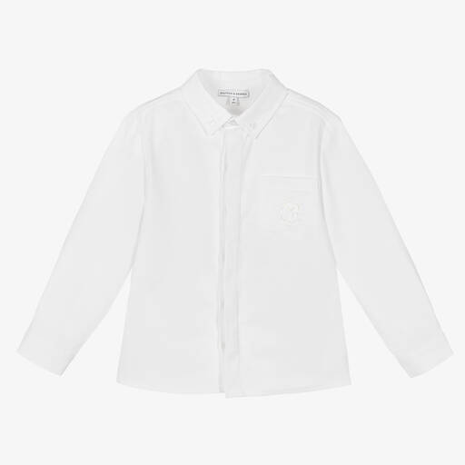 Beatrice & George-Chemise blanche en coton monogramme garçon | Childrensalon