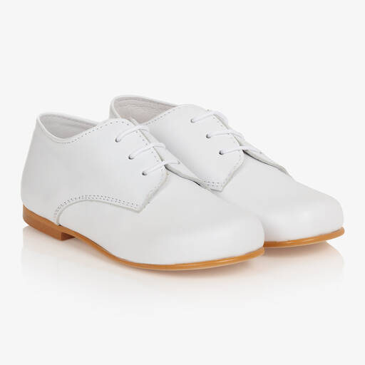 Beatrice & George-Boys White Lace-Up Leather Shoes | Childrensalon