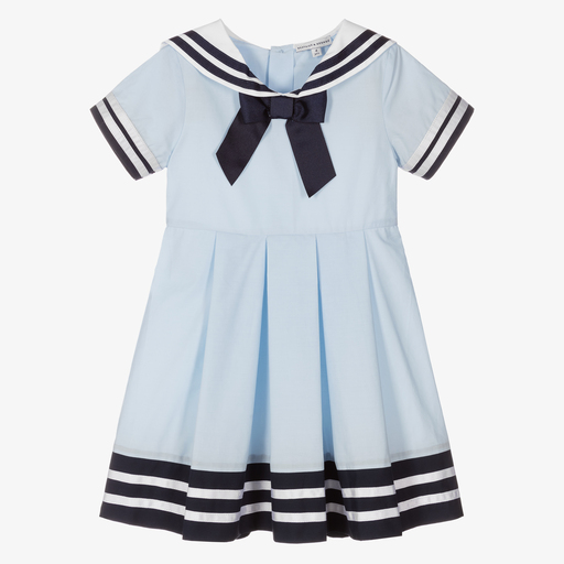 Beatrice & George-Голубое хлопковое платье в матросском стиле для девочек | Childrensalon
