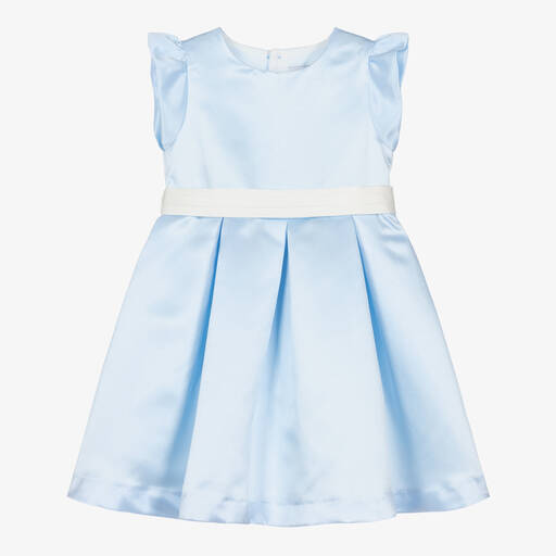 Beatrice & George-Girls Blue Satin Dress | Childrensalon