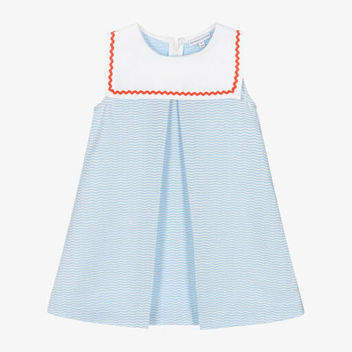 Beatrice & George-Girls Blue Viscose & Cotton Sailor Dress  | Childrensalon