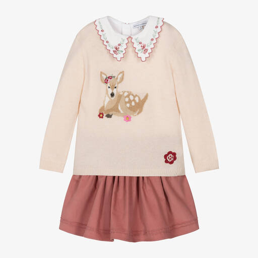 Beatrice & George-Girls Pink Cashmere & Corduroy Skirt Set | Childrensalon