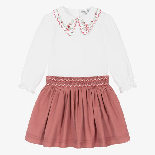 Beatrice & George-Girls Pink Corduroy Skirt Set | Childrensalon