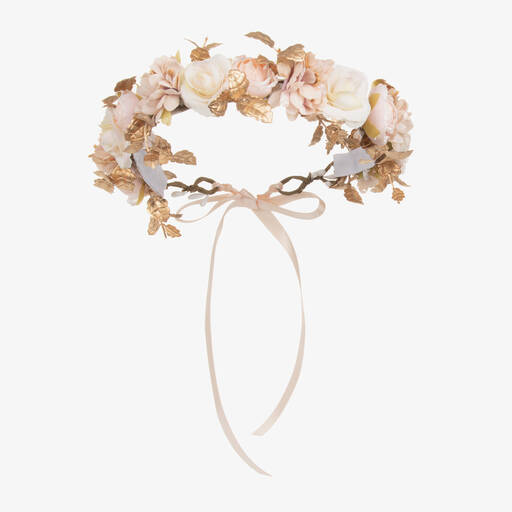 Beatrice & George-Girls Pink & Gold Flower Garland | Childrensalon