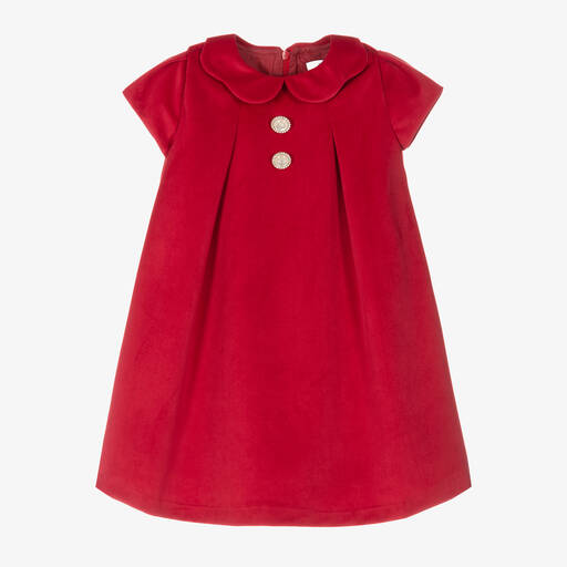 Beatrice & George-Robe rouge en velours fille | Childrensalon