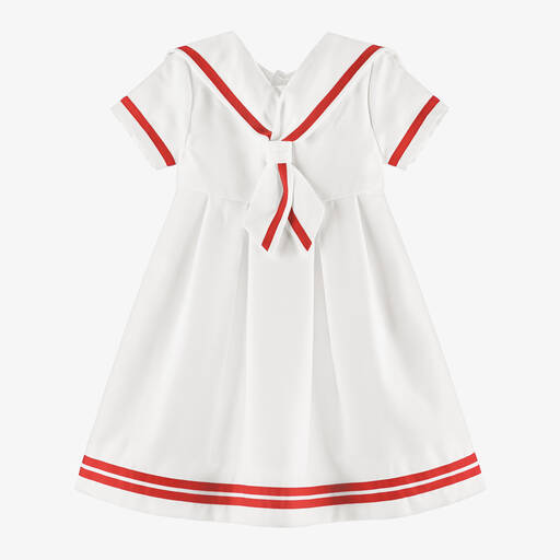 Beatrice & George-Girls White Herringbone Sailor Dress  | Childrensalon