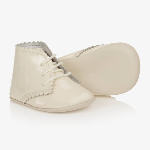 Beatrice & George-Ivory Patent Leather Pre-Walker Baby Boots | Childrensalon