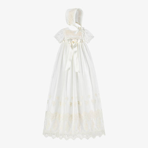 Beatrice & George-Ivory Silk & Lace Ceremony Gown Set | Childrensalon