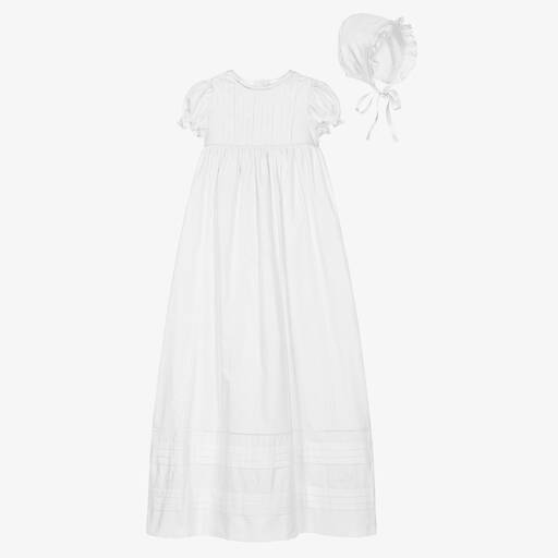 Beatrice & George-White Ceremony Gown & Bonnet | Childrensalon