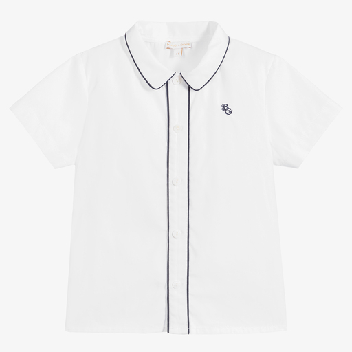 Beatrice & George-White Cotton Shirt | Childrensalon