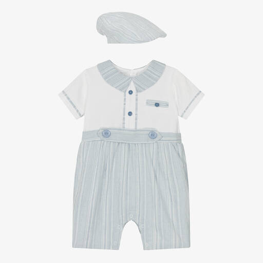 Beau KiD-Baby Boys Blue Cotton Shortie Set | Childrensalon
