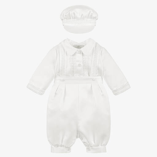 Beau KiD-Baby Boys White Satin Shorts Set | Childrensalon