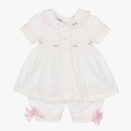 Beau KiD-Baby Girls Ivory Broderie Anglaise Dress | Childrensalon