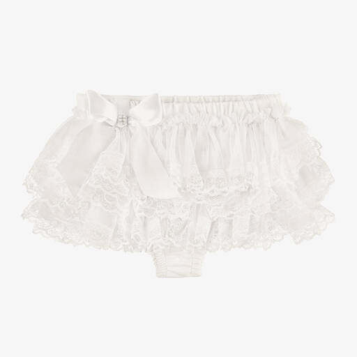 Beau KiD-Baby Girls Ivory Cotton Bloomer Shorts | Childrensalon