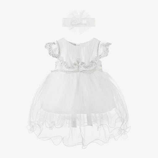 Beau KiD-Кремовый комплект с платьем и повязкой для малышек | Childrensalon