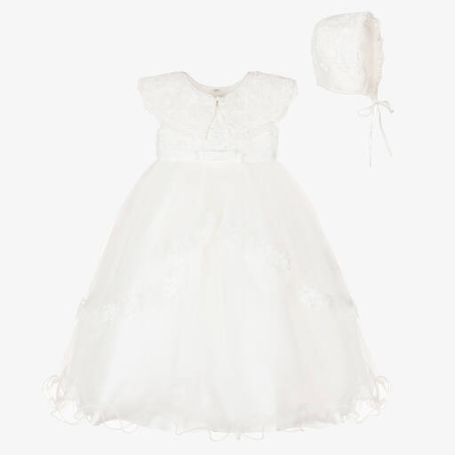 Beau KiD-Baby Girls Ivory Gown & Bonnet | Childrensalon