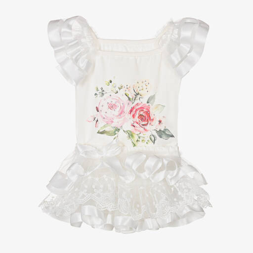 Beau KiD-Baby Girls Ivory Roses Cotton Skirt Set | Childrensalon