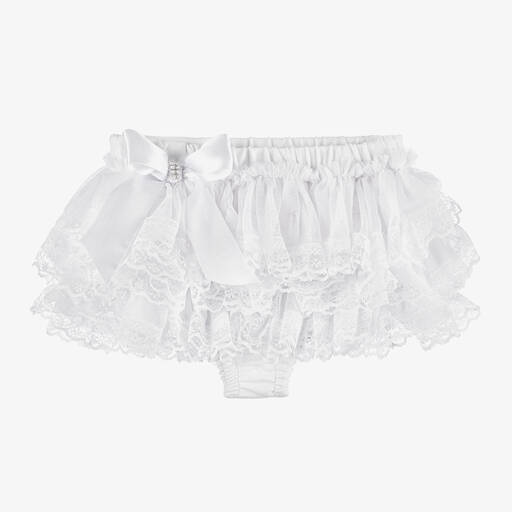 Beau KiD-Baby Girls White Cotton Bloomer Shorts | Childrensalon