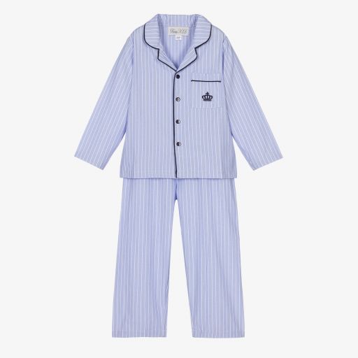 Beau KiD-Blue Stripe Cotton Pyjamas | Childrensalon