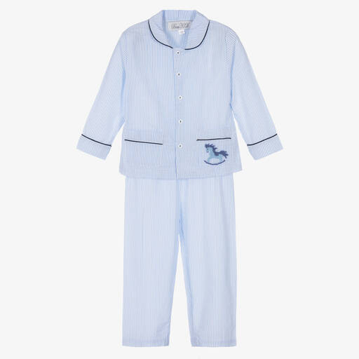 Beau KiD-Blue Striped Cotton Pyjamas | Childrensalon