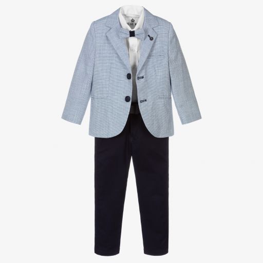 Beau KiD-Blue & White 5 Piece Suit Set | Childrensalon