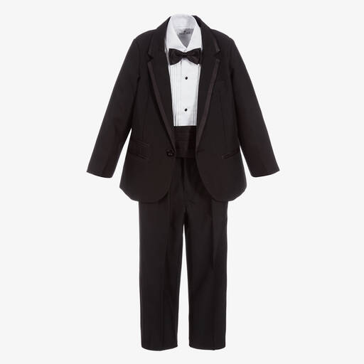 Beau KiD-بدلة تاكسيدو 5 قطع لون أسود وأبيض للأولاد | Childrensalon