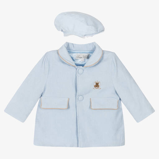 Beau KiD-طقم معطف وقبعة أطفال ولادى  كوردروي لون أزرق فاتح | Childrensalon