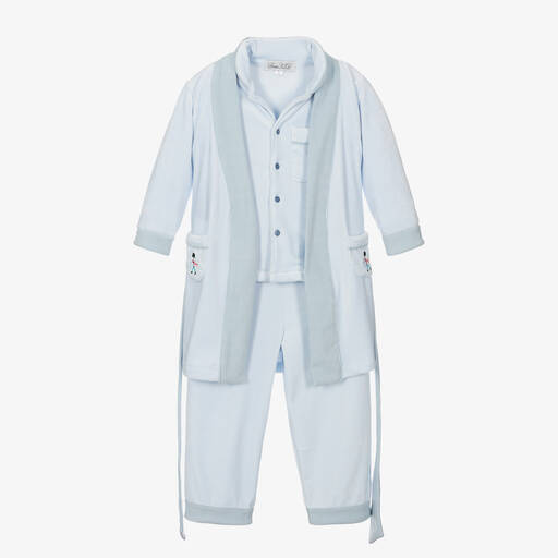Beau KiD-Boys Blue Pyjamas & Dressing Gown Set | Childrensalon