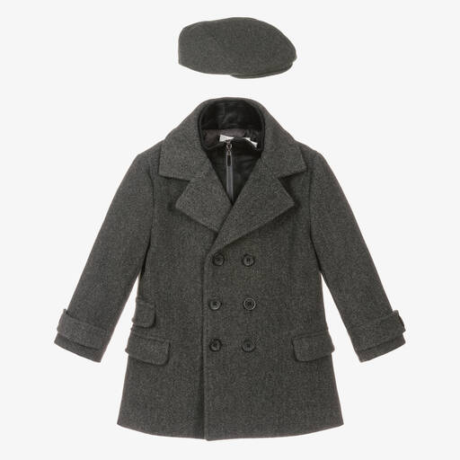 Beau KiD-Boys Grey Coat & Hat Set | Childrensalon