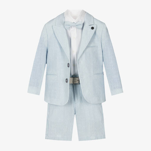 Beau KiD-Costume short en coton à rayures bleues claires garçon | Childrensalon
