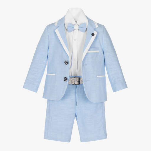 Beau KiD-Boys Sky Blue Cotton Shorts Suit | Childrensalon