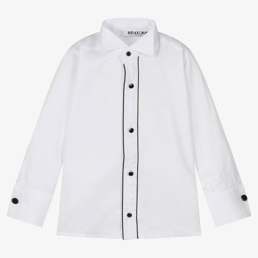 Beau KiD-Белая рубашка с воротником-стойкой для мальчиков | Childrensalon