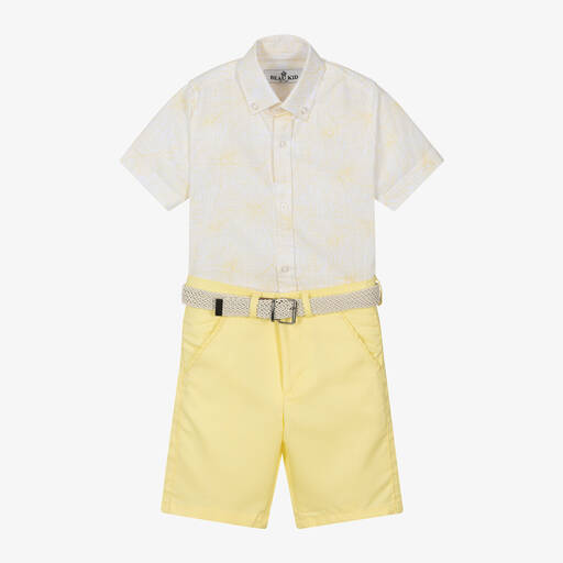 Beau KiD-Boys White & Yellow Shorts Set | Childrensalon