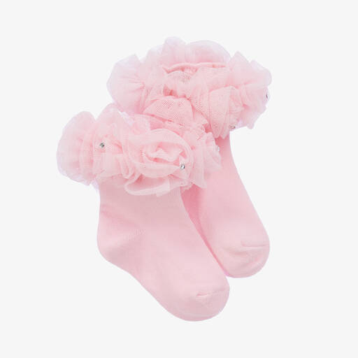Beau KiD-Frilly Pink Cotton Socks | Childrensalon