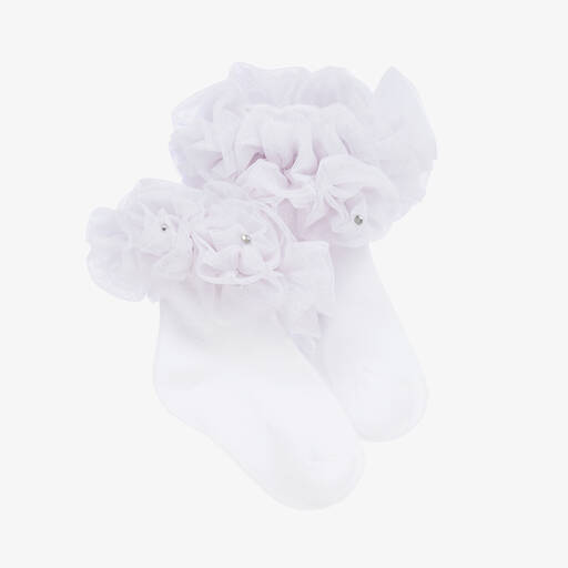 Beau KiD-Носки из хлопка белого цвета с рюшами | Childrensalon